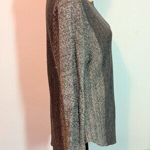 Eileen Fisher Linen Knit Sweater Top Gray Scoop Neck Size S